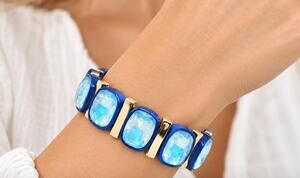 Blue Alloy AB Crystal Inlay Stretch Bracelet